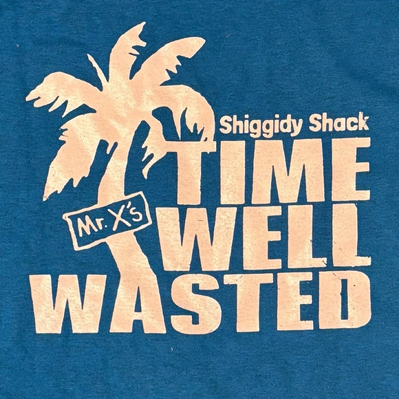 Mr. X’s Shiggidy Shack Blue Time Well Wasted Palm Beach Bar T Shirt Size M - Picture 2 of 5